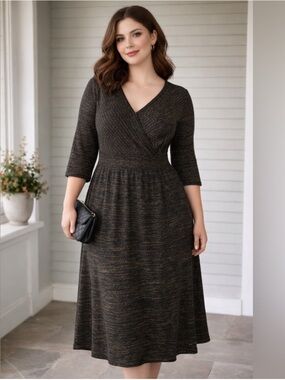 Lane Bryant NWT Black Sweater Dress with Gold Sparkle Knit - Size 18/20